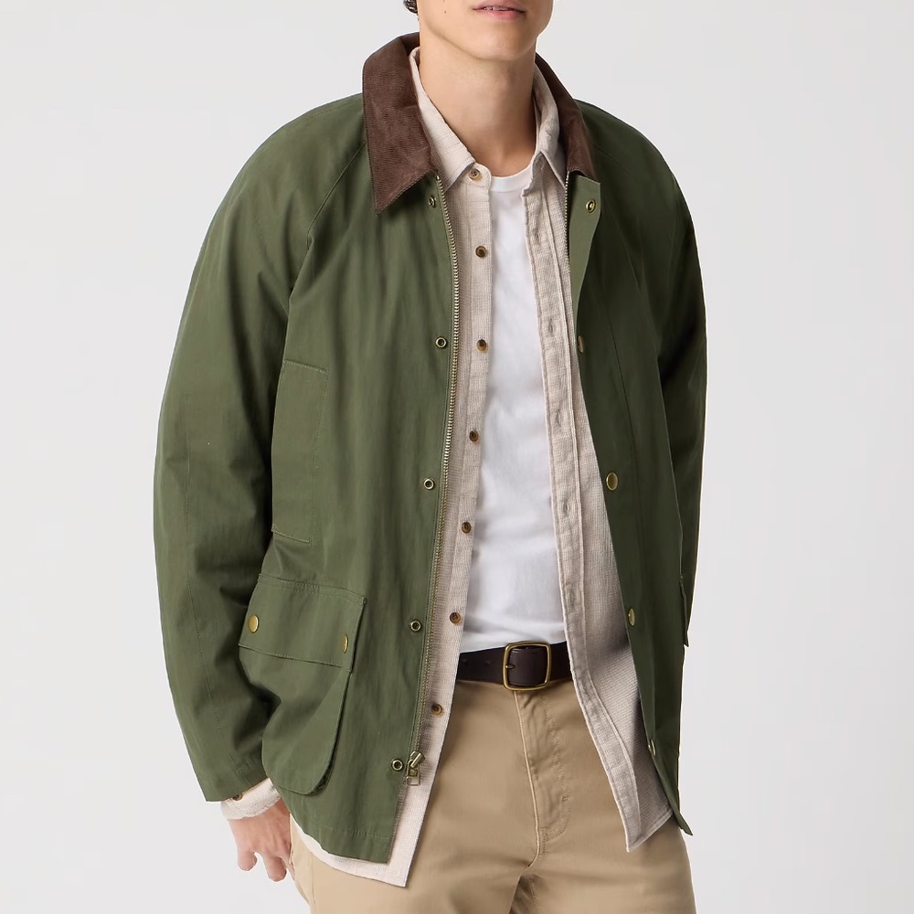 J. Crew Men' Outerwear Cotton-Blend Field Jacket Olive Green Size Large NWT